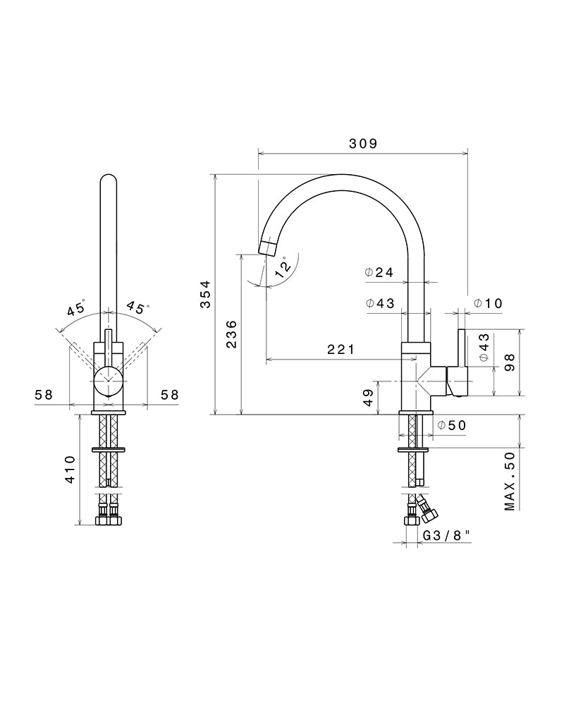 Newform X-Trend - Krom håndvask armatur